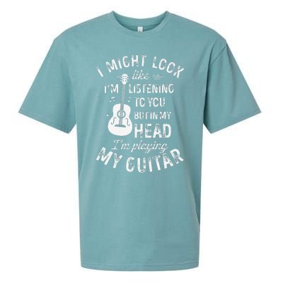 I Might Look Like IM Listening To You Funny Guitar Music Sueded Cloud Jersey T-Shirt