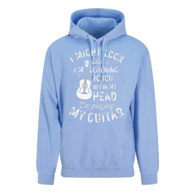 I Might Look Like IM Listening To You Funny Guitar Music Unisex Surf Hoodie