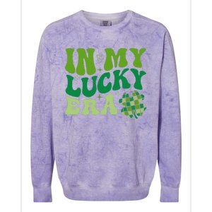 In My Lucky Era St Patricks Day Retro Groovy Disco Shamrock Colorblast Crewneck Sweatshirt