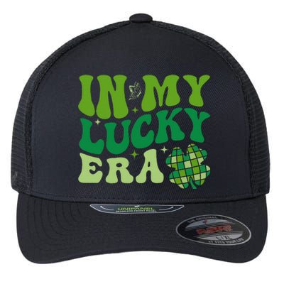 In My Lucky Era St Patricks Day Retro Groovy Disco Shamrock Flexfit Unipanel Trucker Cap