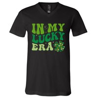 In My Lucky Era St Patricks Day Retro Groovy Disco Shamrock V-Neck T-Shirt