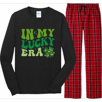 In My Lucky Era St Patricks Day Retro Groovy Disco Shamrock Long Sleeve Pajama Set