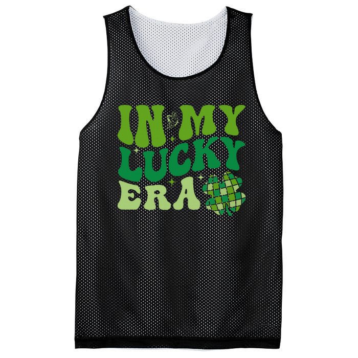 In My Lucky Era St Patricks Day Retro Groovy Disco Shamrock Mesh Reversible Basketball Jersey Tank