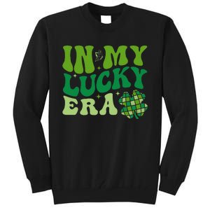 In My Lucky Era St Patricks Day Retro Groovy Disco Shamrock Tall Sweatshirt