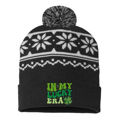 In My Lucky Era St Patricks Day Retro Groovy Disco Shamrock USA-Made Snowflake Beanie