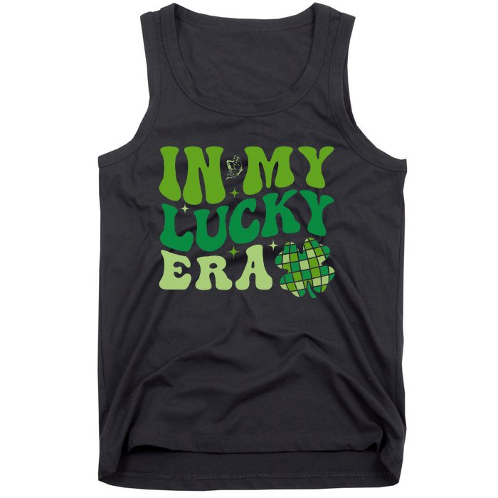 In My Lucky Era St Patricks Day Retro Groovy Disco Shamrock Tank Top