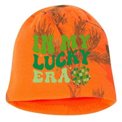 In My Lucky Era St Patricks Day Retro Groovy Disco Shamrock Kati - Camo Knit Beanie