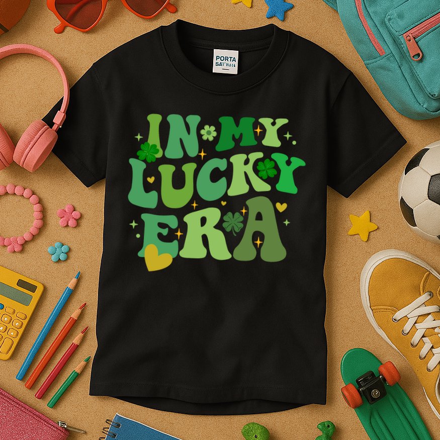 In My Lucky Era St Patricks Day Shamrock Kids T-Shirt