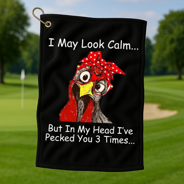 I May Look Calm But In My Head I've Pecked You 3 Times Golf Towel