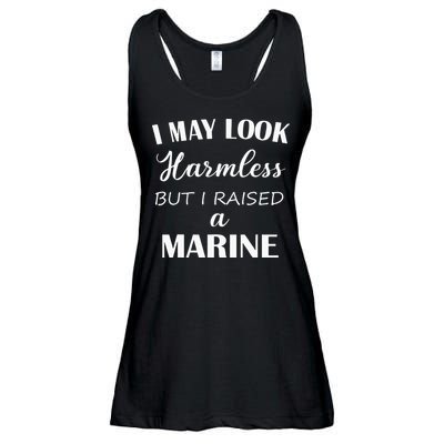 I May Look Harmless But I Raised A Marine Ladies Essential Flowy Tank
