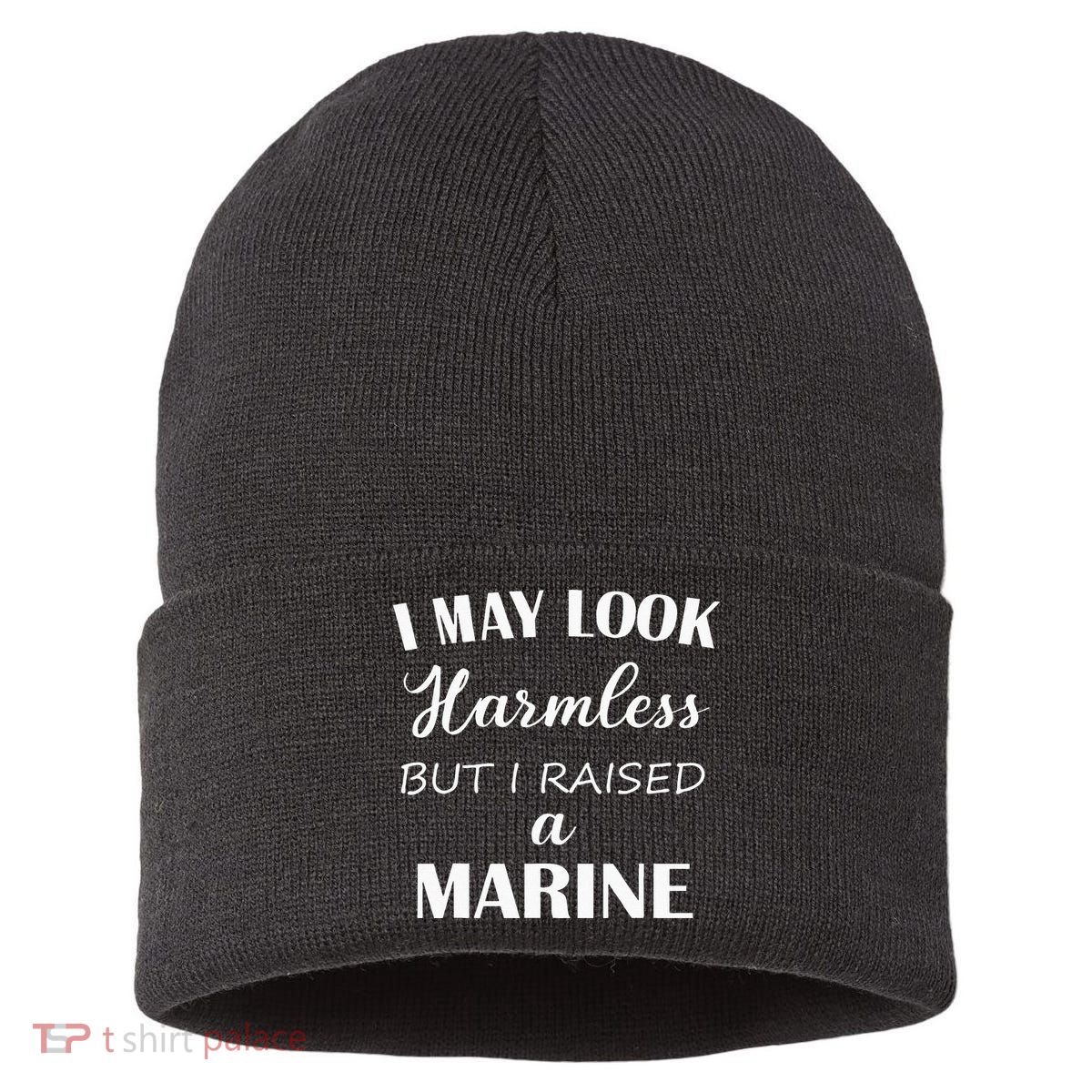 I May Look Harmless But I Raised A Marine Sustainable Knit Beanie
