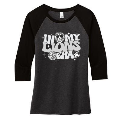 In My Lions Era Back To School Mascot Spirit Game Team Squad Women's Tri-Blend 3/4-Sleeve Raglan Shirt