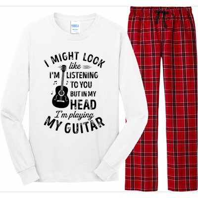 I Might Look Like Im Listening To You Funny Guitar Music Long Sleeve Pajama Set