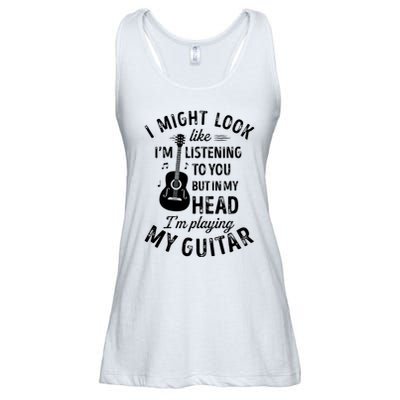 I Might Look Like Im Listening To You Funny Guitar Music Ladies Essential Flowy Tank
