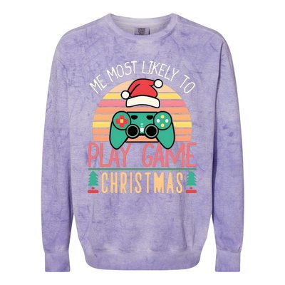 Im More Likely To Play Video Games On Christmas Funny Colorblast Crewneck Sweatshirt