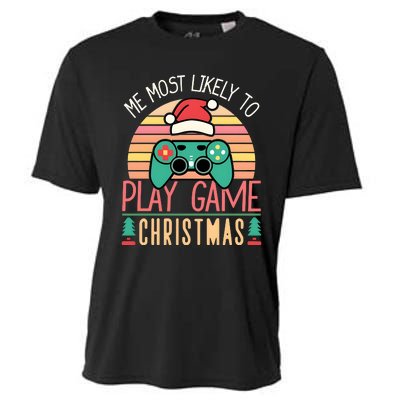 Im More Likely To Play Video Games On Christmas Funny Cooling Performance Crew T-Shirt