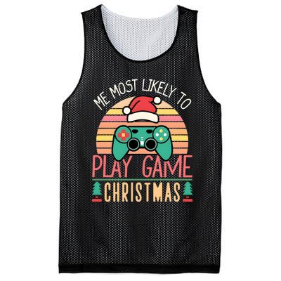 Im More Likely To Play Video Games On Christmas Funny Mesh Reversible Basketball Jersey Tank