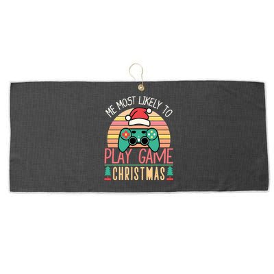 Im More Likely To Play Video Games On Christmas Funny Large Microfiber Waffle Golf Towel