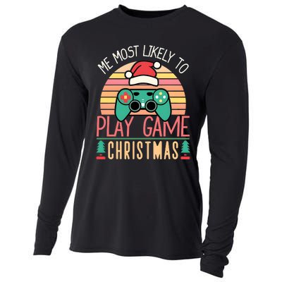 Im More Likely To Play Video Games On Christmas Funny Cooling Performance Long Sleeve Crew