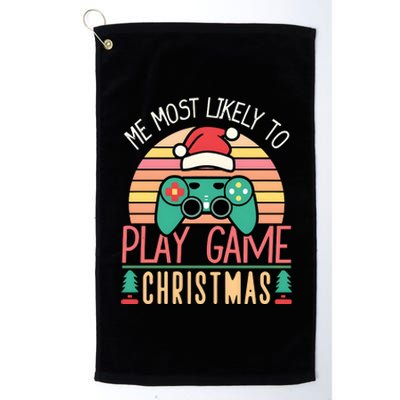 Im More Likely To Play Video Games On Christmas Funny Platinum Collection Golf Towel