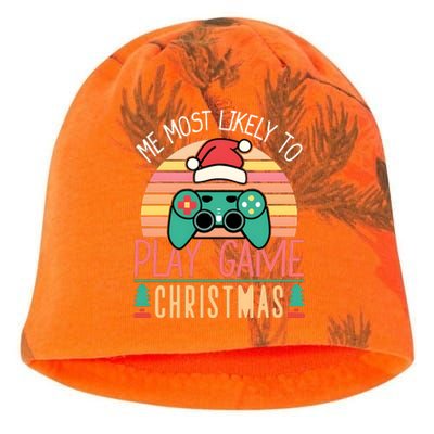 Im More Likely To Play Video Games On Christmas Funny Kati - Camo Knit Beanie