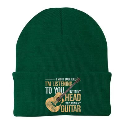 I Might Look Like Im Listening To You Funny Guitarist Guitar Knit Cap Winter Beanie