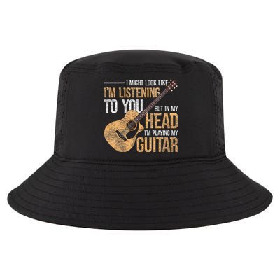 I Might Look Like Im Listening To You Funny Guitarist Guitar Cool Comfort Performance Bucket Hat