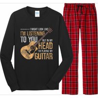 I Might Look Like Im Listening To You Funny Guitarist Guitar Long Sleeve Pajama Set