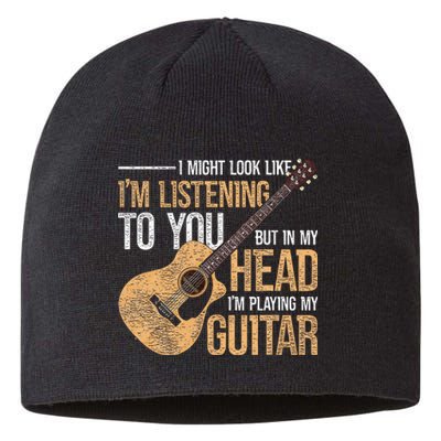 I Might Look Like Im Listening To You Funny Guitarist Guitar Sustainable Beanie