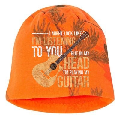 I Might Look Like Im Listening To You Funny Guitarist Guitar Kati - Camo Knit Beanie