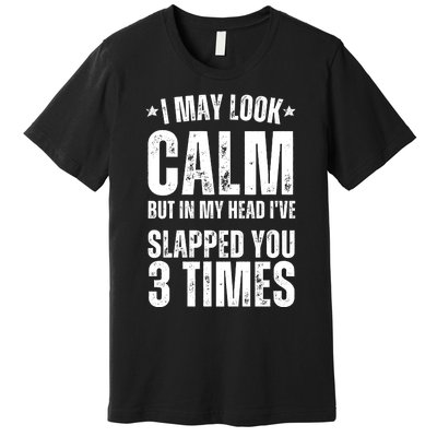 I May Look Calm But In My Head I've Slapped You 3 Times Premium T-Shirt