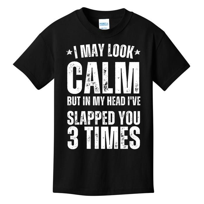 I May Look Calm But In My Head I've Slapped You 3 Times Kids T-Shirt