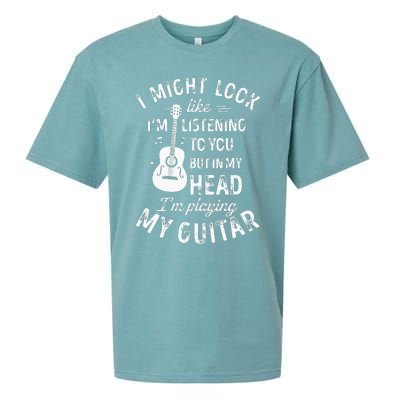 I Might Look Like Im Listening To You Funny Guitar Music Sueded Cloud Jersey T-Shirt