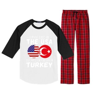 I May Live In The Usa But My Story Began In Turkey Great Gift Raglan Sleeve Pajama Set