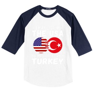 I May Live In The Usa But My Story Began In Turkey Great Gift Baseball Sleeve Shirt