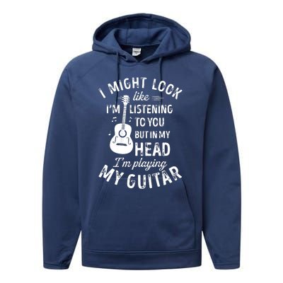 I Might Look Like Im Listening To You Funny Guitar Music Performance Fleece Hoodie