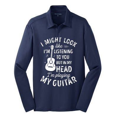 I Might Look Like Im Listening To You Funny Guitar Music Silk Touch Performance Long Sleeve Polo