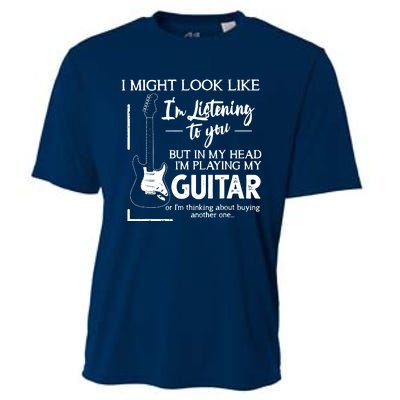 I Might Look Like Im Listening To You Music Guitar Cooling Performance Crew T-Shirt