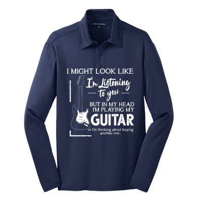 I Might Look Like Im Listening To You Music Guitar Silk Touch Performance Long Sleeve Polo