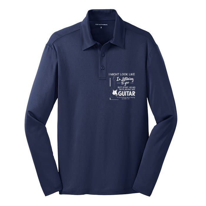 I Might Look Like Im Listening To You Music Guitar Silk Touch Performance Long Sleeve Polo