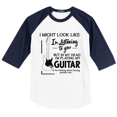 I Might Look Like Im Listening To You Music Guitar Baseball Sleeve Shirt