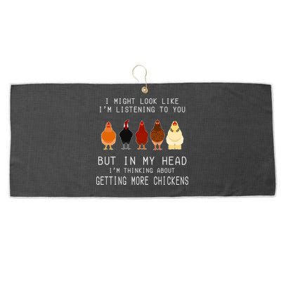 I Might Look Like I'm Listening To You But In My Head Large Microfiber Waffle Golf Towel