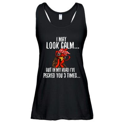 I May Look Calm Chicken Farm Poultry Owner Ladies Essential Flowy Tank