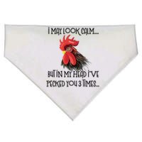 I May Look Calm But In My Head Ive Pecked You 3 Times Funny Chicken Lover Farmer USA-Made Doggie Bandana