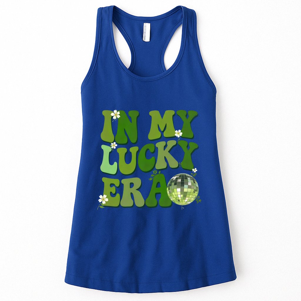 In My Lucky Era St Patrick Paddy Day Retro Disco Ball Gift Womens Tank Top