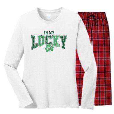 In My Lucky Era Funny Saint PatrickS Day Women's Long Sleeve Flannel Pajama Set 