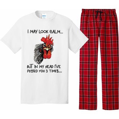 I May Look Calm Chicken Funny Rooster Tee Pajama Set