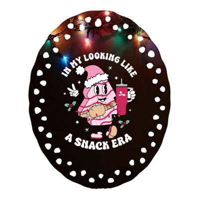 In My Looking Like A Snack Funny Christmas Tree Cakes Ceramic Oval Ornament