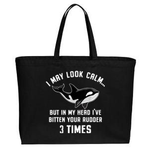 I May Look Calm Funny Orca Whale Orca Attack Nasty Orca Cotton Canvas Jumbo Tote