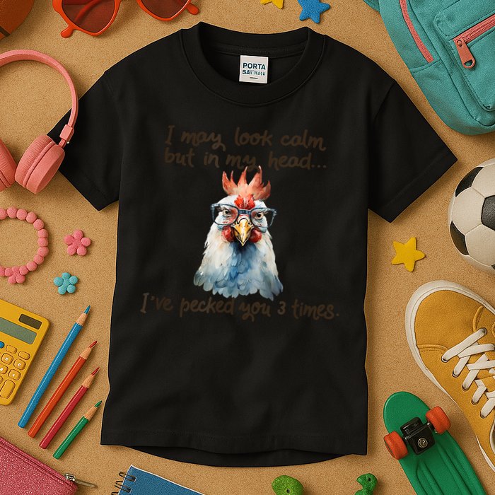 I May Look Calm But In My Head Ive Pecked You 3 Times Kids T-Shirt